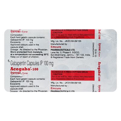 Acegaba 100mg Capsule 10'S - Neuropathic Pain-Dru