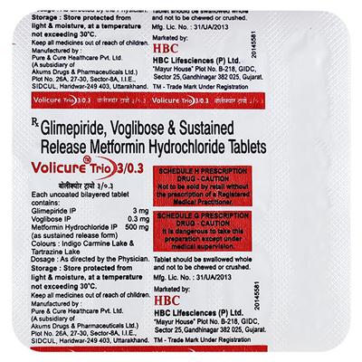 VOLICURE TRIO 3/0.3mg Tablet 15's - Diabetes-Ant