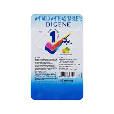 Digene Acidity & Gas Relief - Assorted Flavours Tablet 15'S - Ulcer/Reflux/Flatulence-Aaa