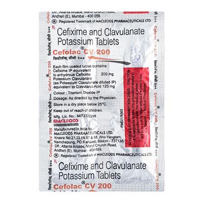 Cefolac CV 200mg Tablet 4'S - Bacterial Infections-Cep