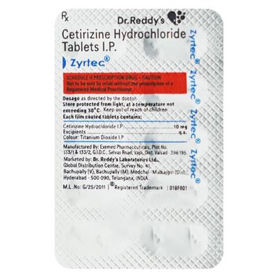 Zyrtec 10mg Tablet 10'S - Allergies-Ant