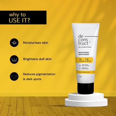 Deconstruct Niacinamide Brightening Moisturizer 5% Niacinamide + 1% Kojic Acid + 3% Vitamin C + Vitamin E 50 gm - Face Moisturizers