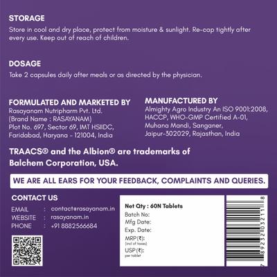 Rasayanam Magnesium Glycinate Tablets 60's - Calcium And Minerals