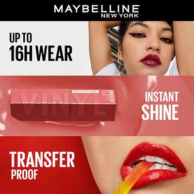 Maybelline New York Super Stay Vinyl Ink Liquid Lipstick, Red Hot 4.2 ml - Lipsticks