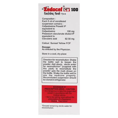 ZEDOCEF CV 100 Oral Suspension 30ml - Bacterial Infections-Cep