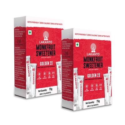 Lakanto Monkfruit Sweetener Sachets - Golden 2X (30's X 2.5 g) (Pack Of 2) 1's - Sugar Substitute