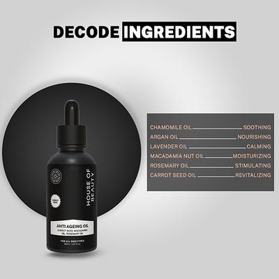 House of Beauty Anti Ageing Oil For Dry, Combination & Mature Skin with Rosemary Extract 30ml - Face Oils
