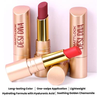 Matt Look Desi Diva HD Matte Lipstick With Hydrating Formula & Hyaluronic Acid, Playful Pink-21 3.8 gm - Lipsticks