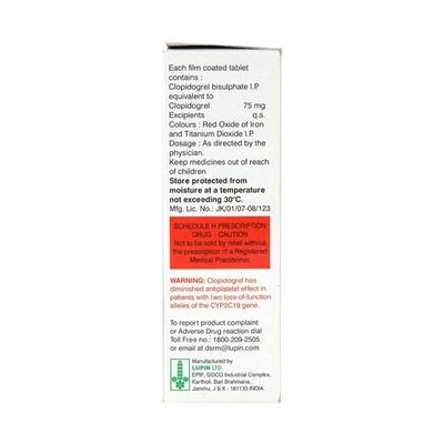 Clopitab 75mg Tablet 15'S - Blood Clot-Ant