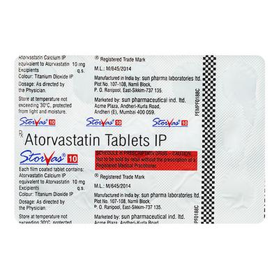 Storvas 10mg Tablet 15'S - High Cholesterol-Dys