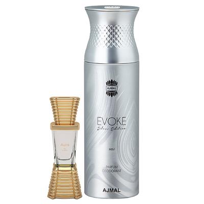 Ajmal Aura Concentrated Perfume Oil Floral Fruity And Evoke Silver Edition Him Deodorant Spicy Floral Fragrance 210 ml - Perfumes (Edt/Edp)