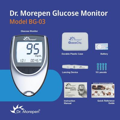 Dr. Morepen GlucoOne Blood Glucose Monitor (BG 03) + Blood Glucose Test Strips 25's - Blood Glucose Monitors/Test Strips