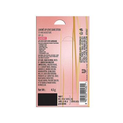 Lakme Lip Love Cherry Lip Care 22 Hrs Moisture Spf 15 4.5Gm - Lipsticks