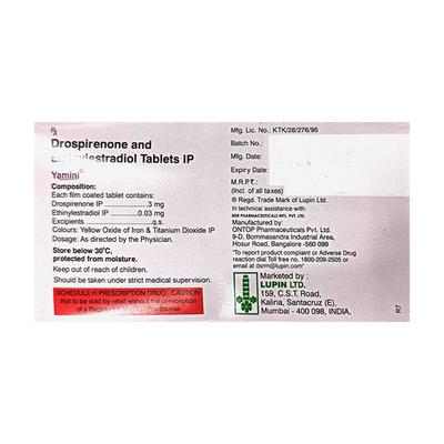 Yamini Tablet 21'S - Contraception-Ora