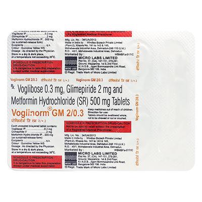 Voglinorm GM 2/500/0.3mg Tablet 10'S - Diabetes-Ant