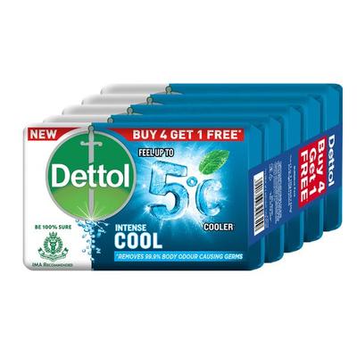 Dettol Soap - Intense Cool 125 gm (Buy 4 Get 1 Free) - Soaps