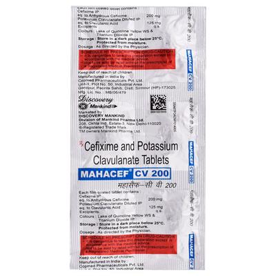 Mahacef CV 200mg Tablet 6'S - Bacterial Infections-Cep