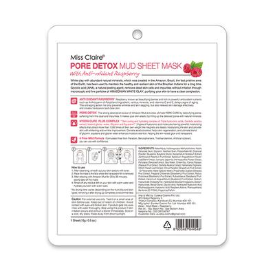 Miss Claire Pore Detox Mud Sheet Mask With Anti Oxidant Raspberry 15g - Sheet Masks