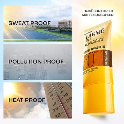 Lakme Matte Sunscreen SPF 50 PA+++, Niacinamide, UVA-B Protection, for Normal to Oily Skin 50ml - Lotions & Creams