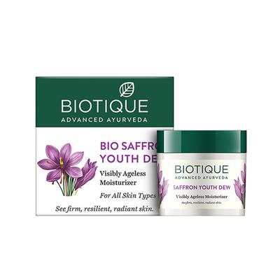 Biotique Bio Saffron Youth Dew Visibly Ageless Moisturizer for All Skin Types 50 gm - Dark Circle & Wrinkle Busters