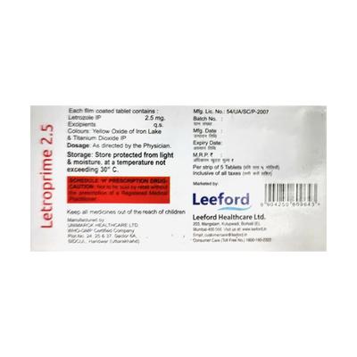 LETROPRIME 2.5 Tablet 5's - Cancer Oncology-Hor