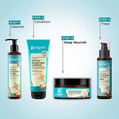 Pilgrim Korean Rice Water & Collagen Advanced Damage Repair Hair Mask Prevents Breakage & Split Ends 200 gm - Hair Masks & Packs