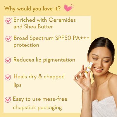 Wishcare Natural Ceramide Lip Balm for Dark Pigmented Lips with SPF50 PA+++ Heals Chapped Lips (5gm) - Lip Balms