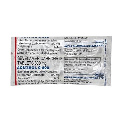 Acutrol C 800mg Tablet 10'S - Poisoning/Overdose-Ant