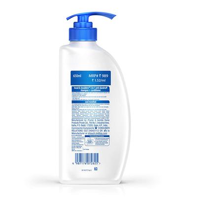 Head and Shoulders 2-In-1 Cool Menthol Anti Dandruff Shampoo + Conditioner 650ml - Shampoos