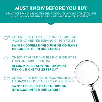 Swisse Ultiboost Odourless High Strength Wild Fish Oil Capsule 200's - Omega Fish Oil Fatty Acids