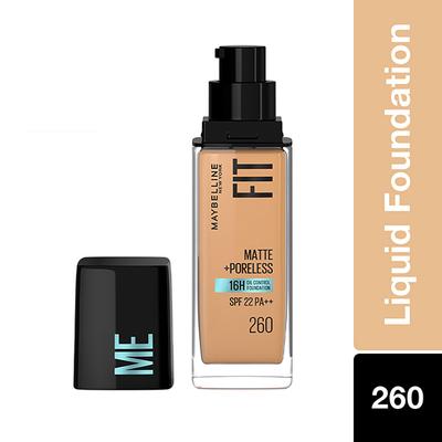 Maybelline New York Fit Me Matte+Poreless Foundation, Shade 260 - Natural Matte Finish, 16H Oil Control 104 gm - Foundation