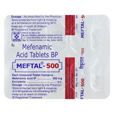 Meftal 500mg Tablet 10'S - Pain relief-Nsa