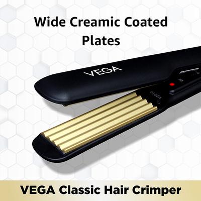 Vega Classic Hair Crimper With Ceramic Coated Plates (VHCR-01) Black 1s - Multi-Stylers