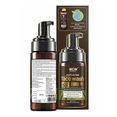 Wow Life Science Anti Acne Foaming Face Wash - with Tea Tree Essential Oil 100 ml - Face Washes