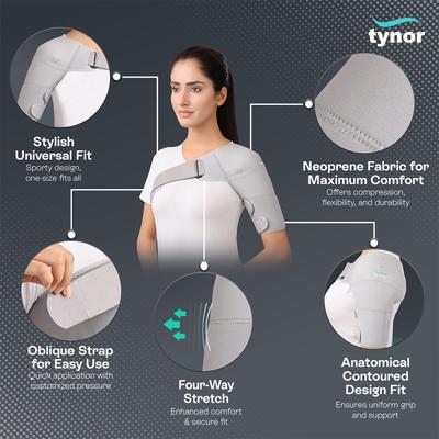Tynor Cure Shoulder Support (Neoprene) (26 inches - 36 inches) (One Size Fits All) (J 14) - Abdomen/Neck/Arm/Elbow Supports