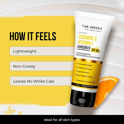 Dr. Sheth's Ceramide & Vitamin C Sunscreen SPF 50+ PA+++ 30 gm - Face Sunscreen