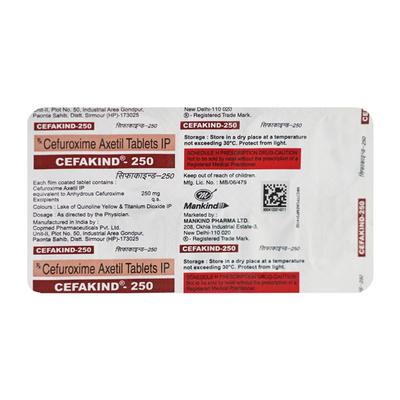 Cefakind 250mg Tablet 10'S - Bacterial Infections-Cep