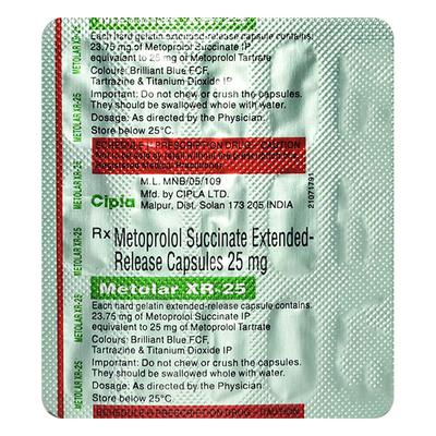 Metolar XR 25mg Capsule 15'S - Hypertension-Bet