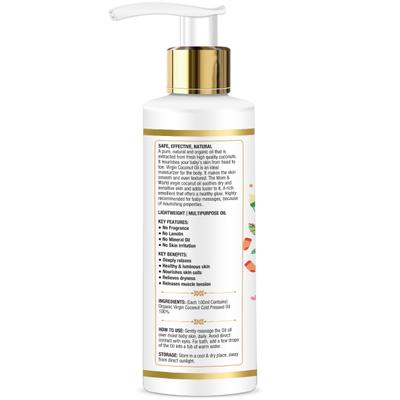 Mom & World Baby Massage Organic Virgin Coconut Oil 200 ml - Baby Skin Care