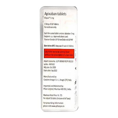 Eliquis 5mg Tablet 10'S - Blood Clot-Ant
