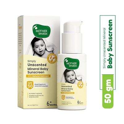 Mother Sparsh Simply Unscented Baby Sunscreen 50 g - Baby Skin Care