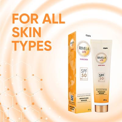 Rivela Lite SPF 50 PA++++ Sunscreen 60gm - Sunscreen Preparations-Emo