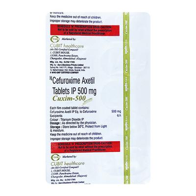 CUXIM 500 Tablet 10's - Bacterial Infections-Cep