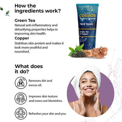 Cosmos by Bewakoof Magic Hydrating Mineral Face Sheet Mask with Silver AND Face Wash with Green Tea Combo 120 ml - Masks & Peels