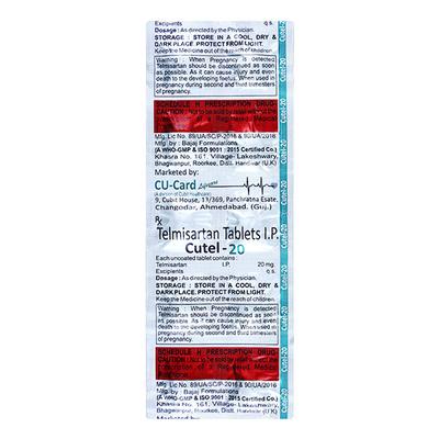 CUTEL 20 Tablet 10's - Hypertension-Ang