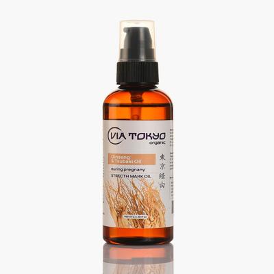 VIA TOKYO ORGANIC Ginseng & Tsubaki Oil Stretch Marks Oil, No Sulphates, No Paraben 100 ml - Stretch Mark Cream