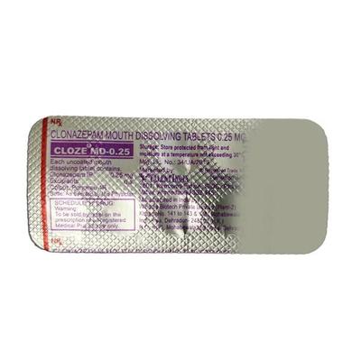 Cloze MD 0.25mg Tablet 10'S - Anxiety-Anx