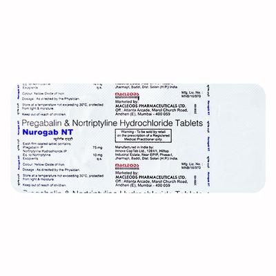 Nurogab NT 75mg/10mg Tablet 10'S - Neuropathic Pain-Dru