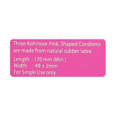 Kohinoor Pink Pleasure Condoms 3's - Plain/Flavoured Condoms