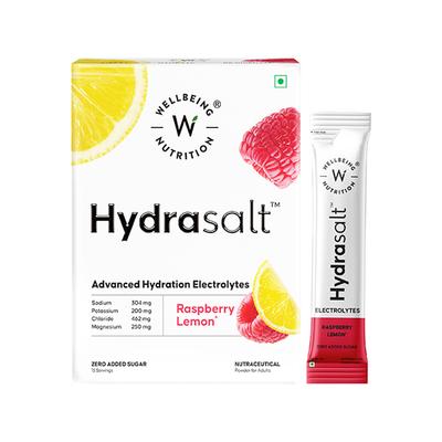 Wellbeing Nutrition Hydrasalt Electrolytes Sachets - Raspberry Lemon 15's - Oral Rehydration (Ors)